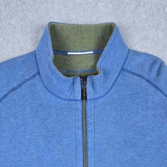 Tommy Bahama Mens Size Large Reversible 1/4 Zip Pullover Sweater Blue Green - Picture 10 of 16